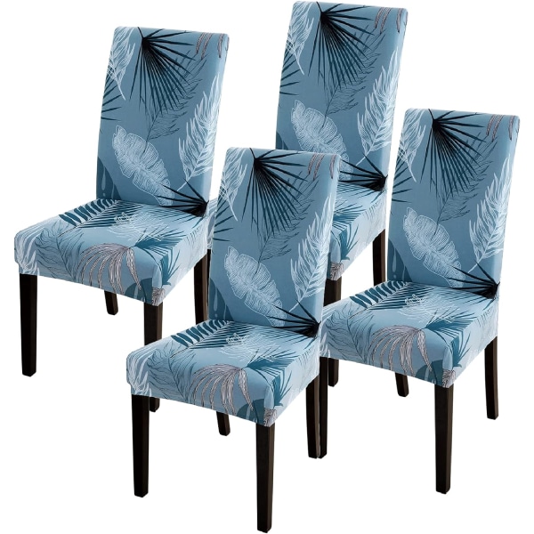 4 kpl Stretch ruokapöydän tuolin cover Universal printed cover liukumaton cover kotiin Hotelliravintolan sisustukseen Siniset lehdet