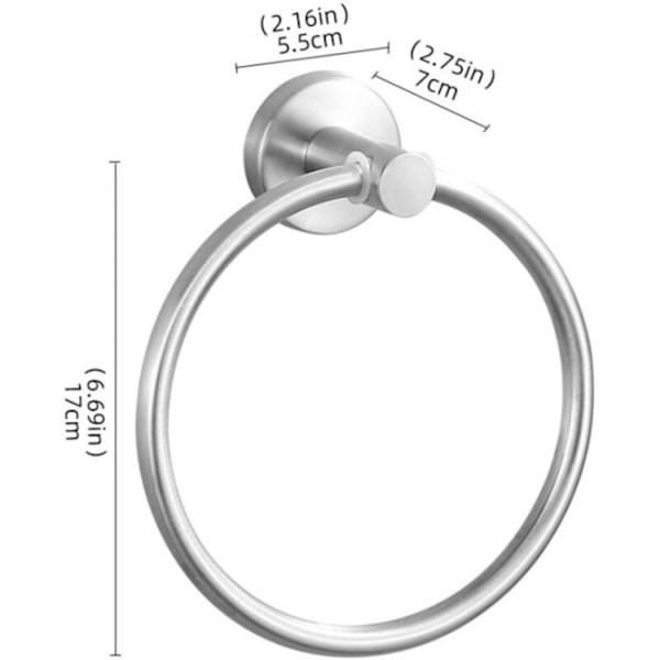 (Silver) Handduksring för badrum, rund handduksstångshållare 304 Stai