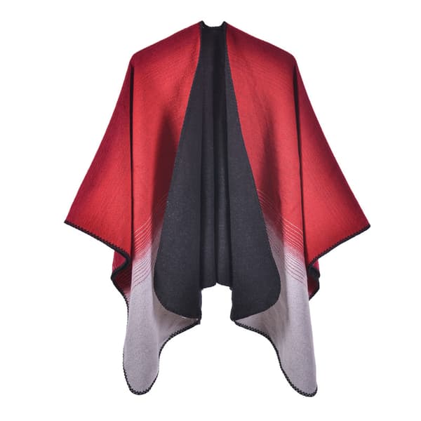 Rosa damhalsduk dubbelsidig sjal stickad cape poncho dam