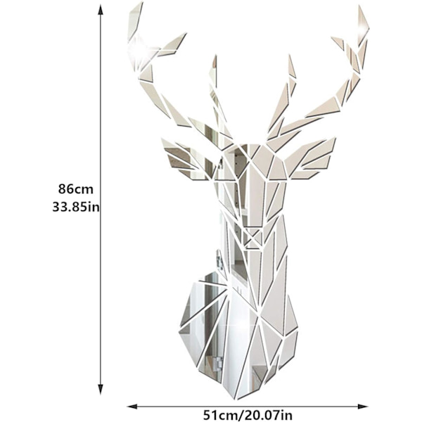 DIY 3D Hirvipeiliseinätarra, olohuoneeseen, akryylihirvipeili