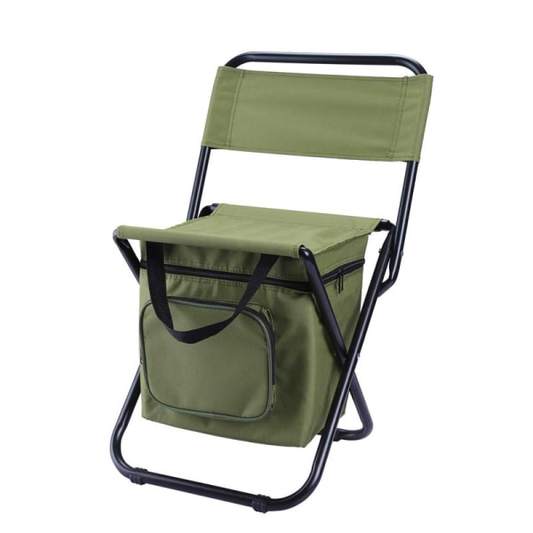 Utendørs sammenleggbar stol med oppbevaring og isolasjonspose med ryggstøtte 3 i 1 fritids camping fiskestol