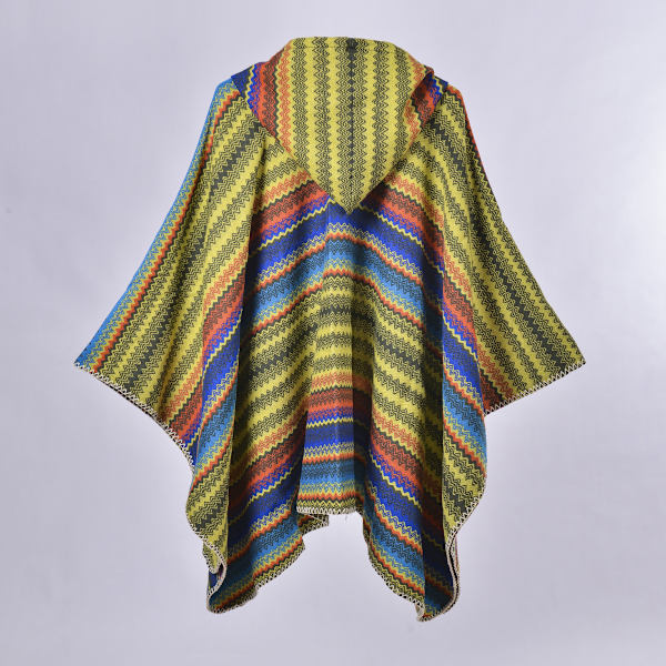 janue 1 Dam poncho med huva, stor sjal, dammode etnisk ve