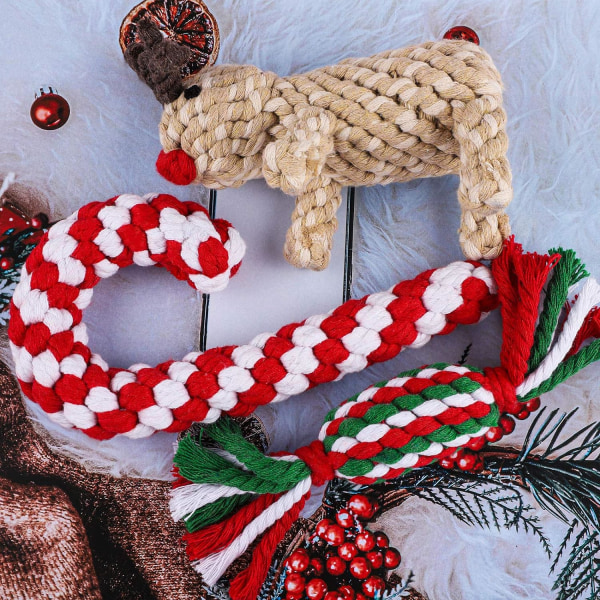 8 st husdjursleksaker hund julklapp låda tugg rengöring bomull R