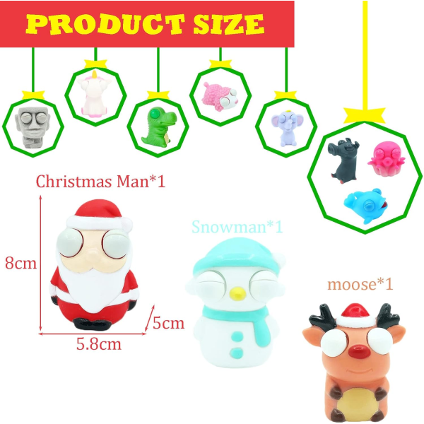 3 Pack Funny Squeeze Toys Santa Deer Snowman Squeeze Toy with Pop