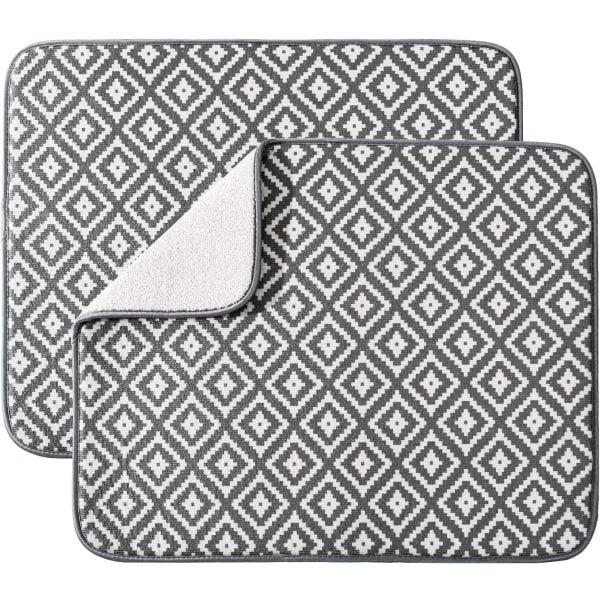 Dish Drying Mat for Kitchen 2 Pack, Ultra Absorbent Microfiber Di