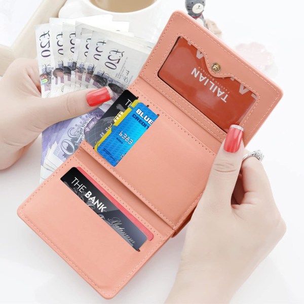 (Rosa) Skinnplånbok dam plånbok dam plånbok kreditkort h