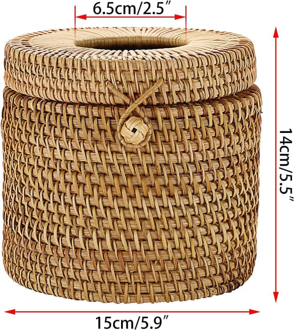 Rattan Servietbeholder Rund Dispenser Servietbeholder Skrivebordsarrangør til B