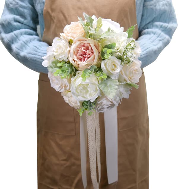 Bryllupsbuket Hvid Rose Brud Brudepige Buketter Silke