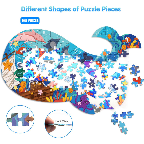 Ocean World Whale Jigsaw Puzzle for Kids, 105 Pieces Jigsaw Puzzl