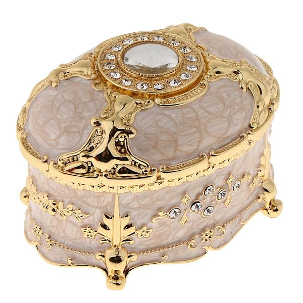 Oval smykkeskrin i metal med kreative diamanter, 8,5*6*6cm A