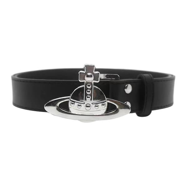 Alloy Läder Saturns Spänne Bälte Elegant Stil Justerbart Bälte F