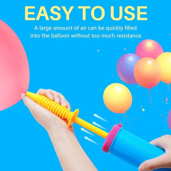 Oppustelig ballonpumpe 3 stk. ballon luft pumpe, manuel oppuster f