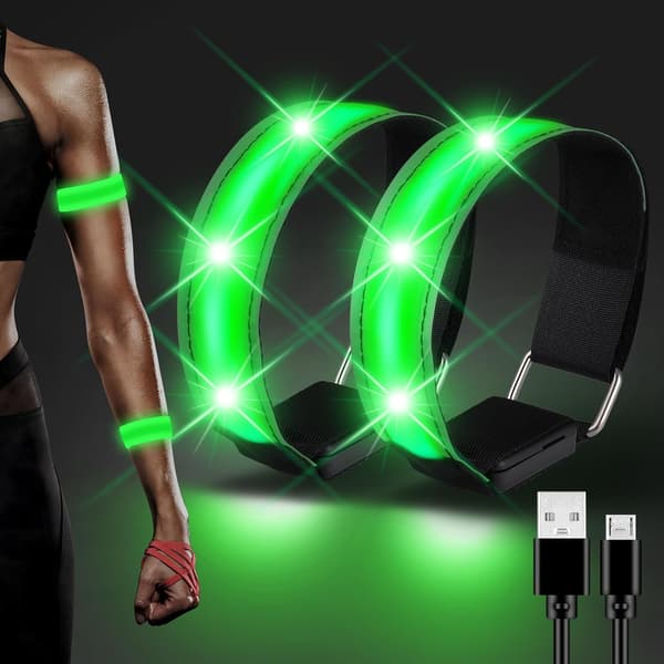 2-pack reflekterande LED-armband, uppladdningsbart reflekterande R
