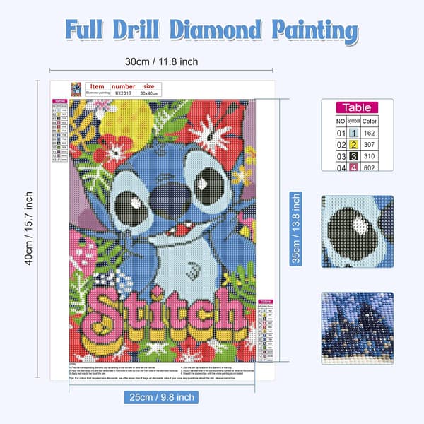 30*40CM Stitch Full 5D Diamantmaling, Diamantmaling Anime D