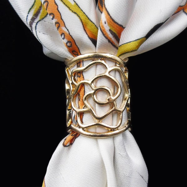 1 Styck Scarf Ring Hollow Out Rose Scarf Ring Brosch Bröllop Chic