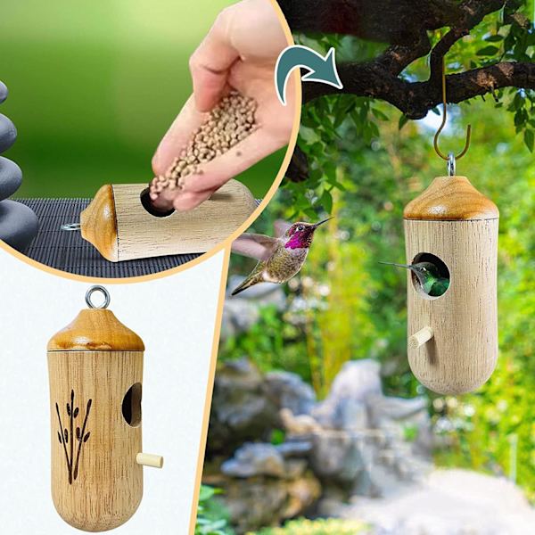 Kolibrin talo, uusi puinen kolibrin talo Wren Swallowille