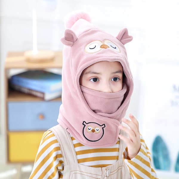 1 stk ugle 4-12 år gammel børnebalaclava fleece tyk varm i