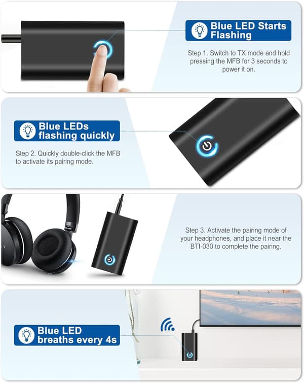 Bluetooth 5.0 Sändare och Mottagare 2 i 1 Trådlös Bluetoo