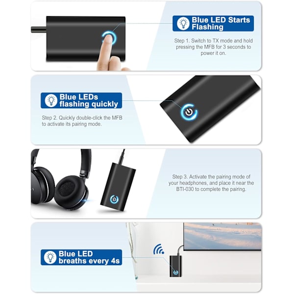 Bluetooth 5.0 Transceiver og Transmitter 2 i 1 Trådløs Bluetoo