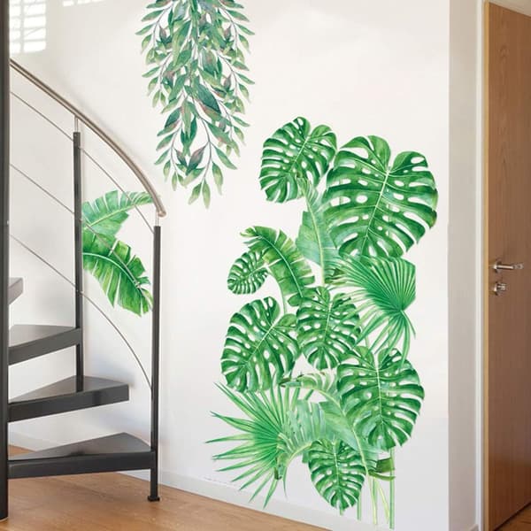 45 X 60cm Växtvägg Dekal, Tropisk Växt Bambu Grön Banan W