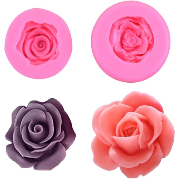 2 st 3D Ros Blom Fondant Silikonformar för Choklad C