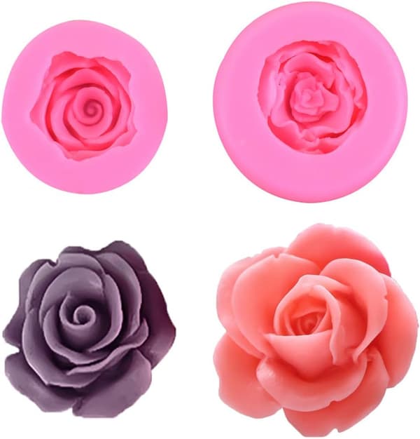 2 stk. Bloom 3D Rose Flower Fondant Silikonforme til Chokolade C