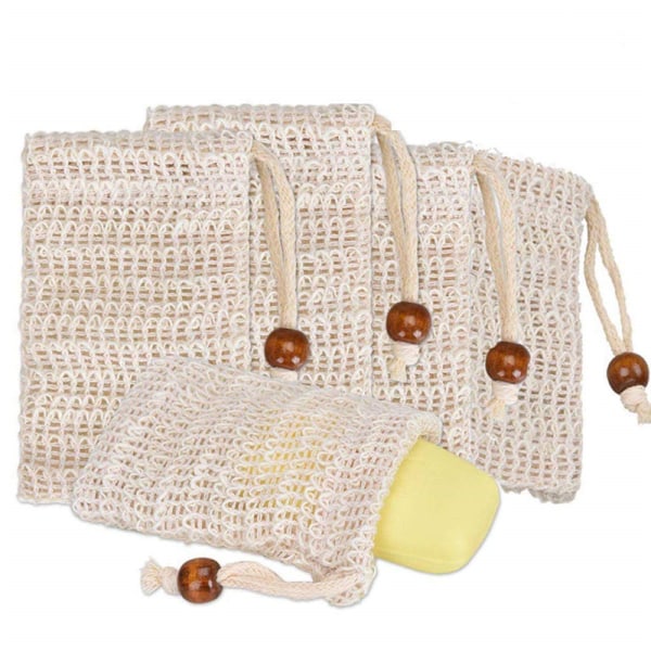 Perle rare 5 x sacs de savon organiques, sacs à savon sisal naturels pour son et séchage du savon, pelage, massage