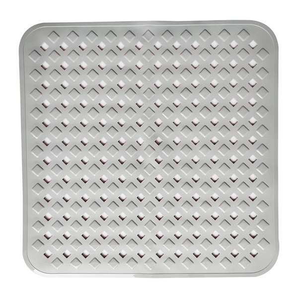Duschmatta, 53x53cm halkfri badmatta, fyrkantig halkfri duschmatta med sugkoppar, halkfri matta, maskintvättbar, grå