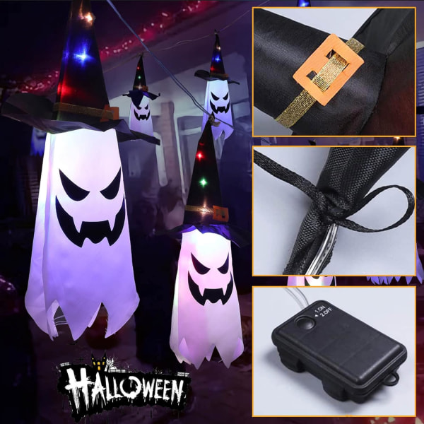 Ulkoilun Halloween-koristeet Ripustettava haamu noitakoruilla, 5 Pa