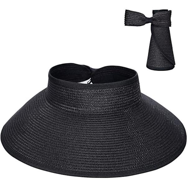 Visor Solhat i Halm til Kvinder med Bred Skygge UPF 50+ Sommer Beskyttelse