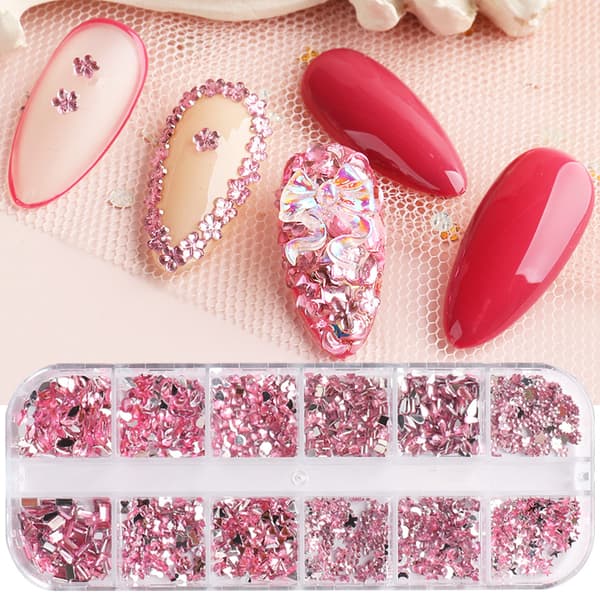 Art Rhinestone Nail Gemstones, 3D Multi-Shaped Flat Back Nail Cry