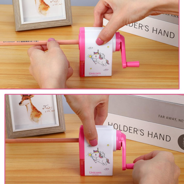Blyantslipemaskin, rosa blyantspisser håndsveiv manuell