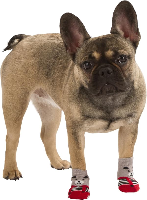 Rød sok str. M (7,5 x 3,5 cm) til hunde op til 7 pund.