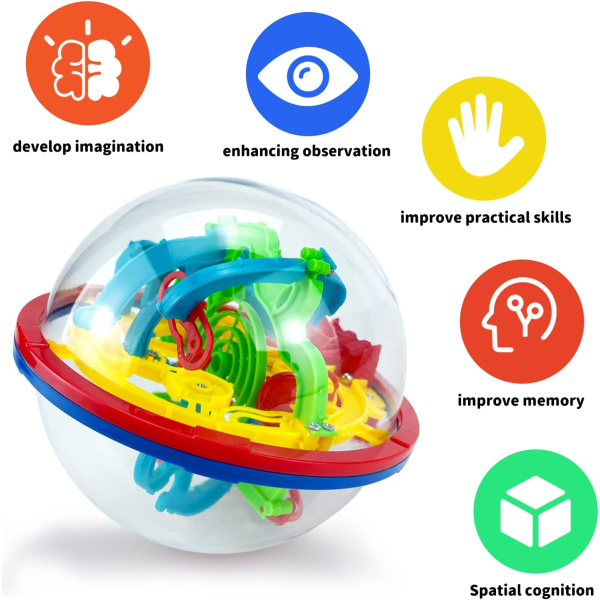 3D Gravity Maze Puzzle Ball Balanse Memory Spill, 100 Hindringer 3D