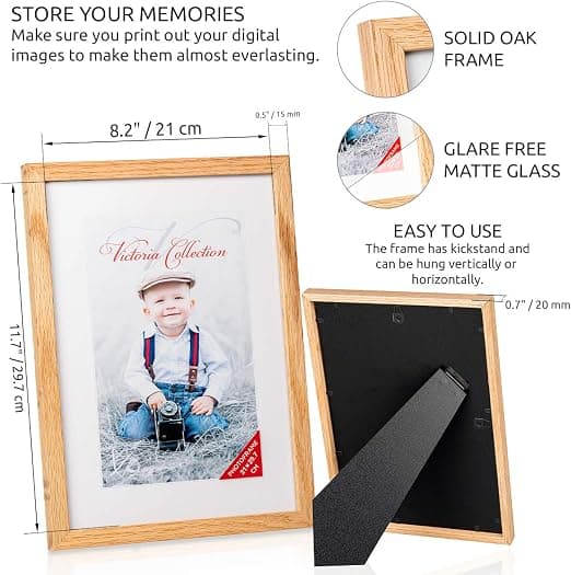 1 stk. Solid Oak Fotoramme - Klassisk Trefotoramme for A4 (