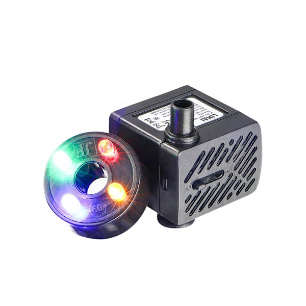 Springvandspumpe med LED-belysning, vandpumpe til have
