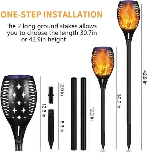 Maisema aurinkotorch-valot, vedenpitävät välkkyvät liekit Torche