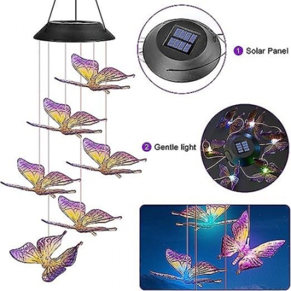 Havehave Farverige Solcelledrevne Vindspil Hængende Lys Wa