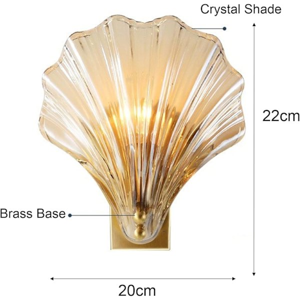 Moderne vegglampe med krystallskjerm med messingmetallbrakett Gla