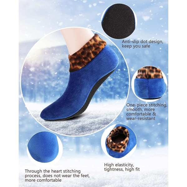Indendørs skridsikre termiske sokker Leopard gulv Fuzzy Slipper Sock fo