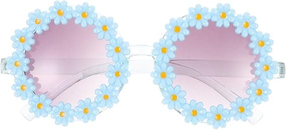 1 Pack Solglasögon för Kvinnor, Daisy Sunflower Solglasögon, Blå Flo