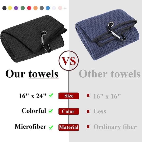 2-pack 16\" x 24\" Tri-fold golfhanddukar, premium mikrofibertyg