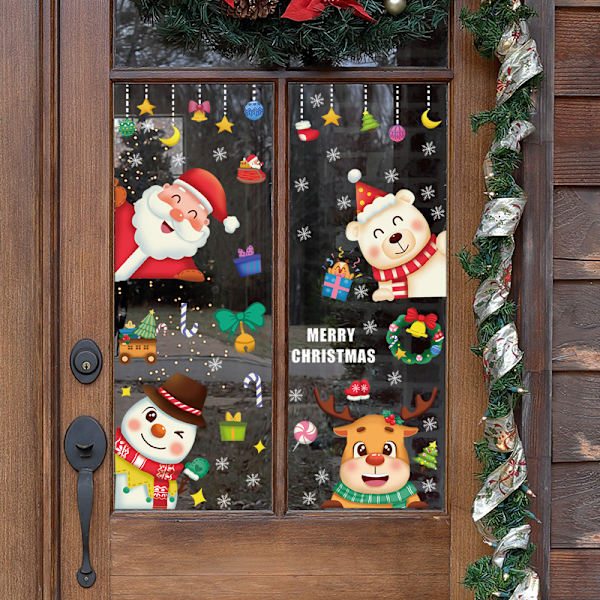 20*29 cm UV Statisk God Jul Jultomten glasdörrfönster B