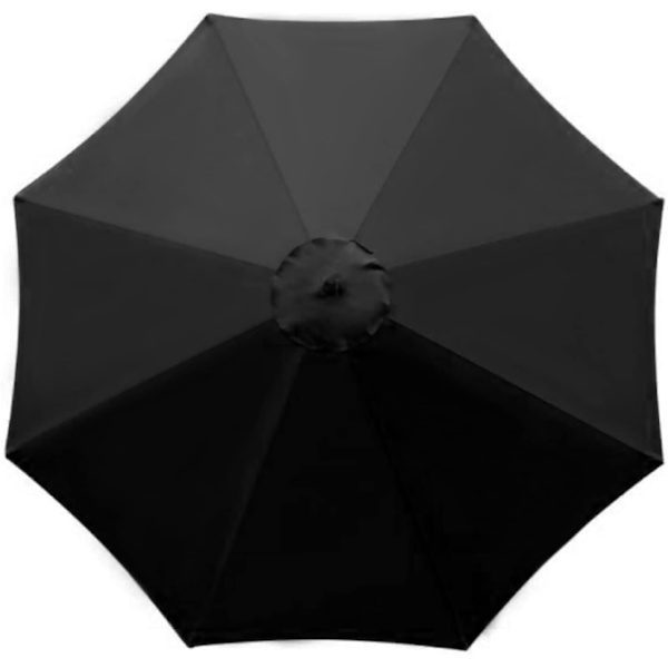 Reserveparasollovertræk - 8 ribben - 2,7 m - Vandtæt - UV-beskyttelse - Reservebetræk - Sort