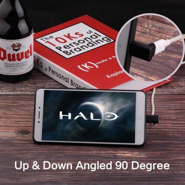 2-pakning USB Type C hann til hunn adapter, vinklet 90 grader til høyre