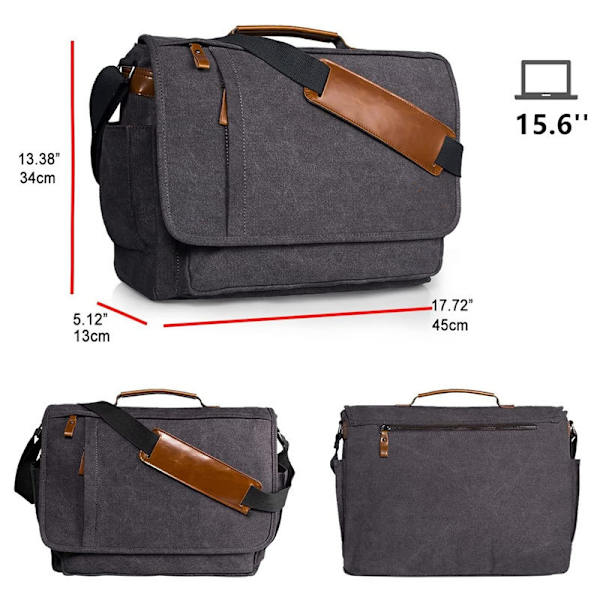 17-17,3 tommers bærbar PC Messenger Bag for menn og kvinner, vannavstøtende