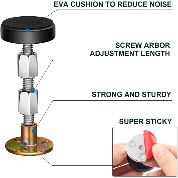 Sängram Anti-Shake Verktyg, 4 Justerbara gängade sängkorkar, Sovrumsväggfäste Fixer, Liten storlek 4 rum / 30-40mm