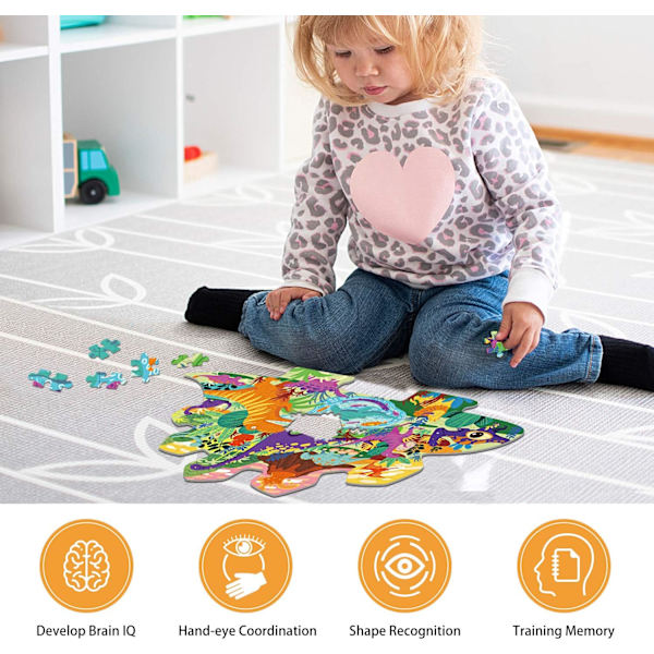 Dinosaur Jigsaw Puzzle for Kids, 105 Pieces Jigsaw Puzzle with La