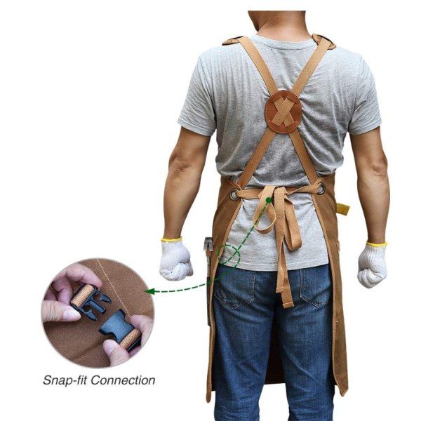 Arbejdsforklæde til mænd med 9 værktøjslommer, Tømrerforklæde med slidstærkt