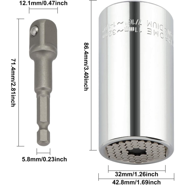 11-32mm Monitoiminen Hylsyavain Jatkopalikka-Adapterilla